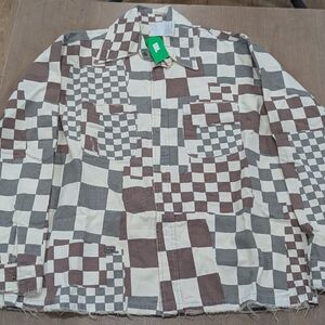 $625 Mens ERL Checkered Cotton Canvas Jacket Multi Large